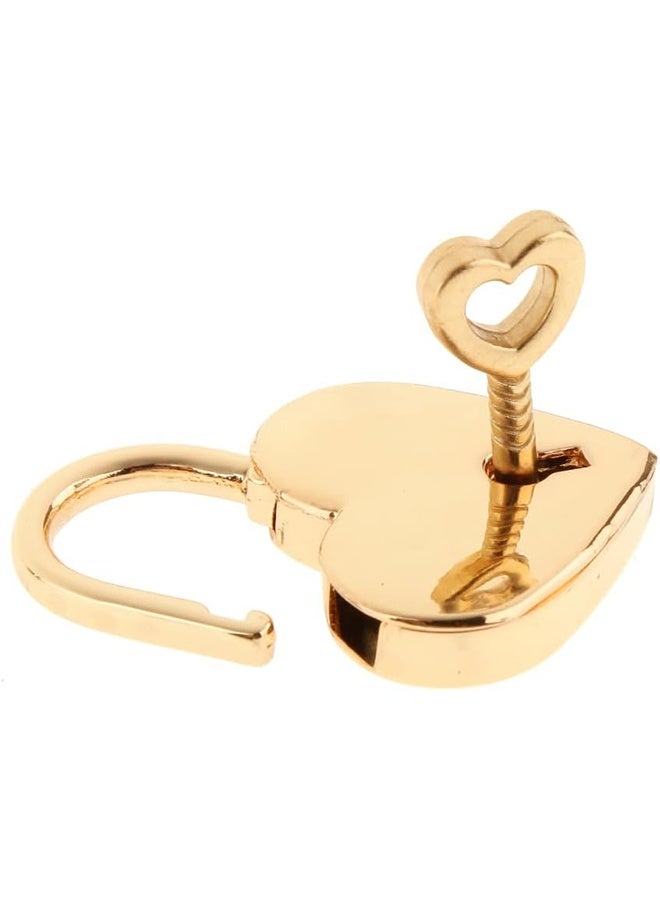 Small Metal Heart Shaped Padlock Mini Lock with Key for Jewelry Box Storage Box Diary Book,Pack of 2,Gold - Image 3