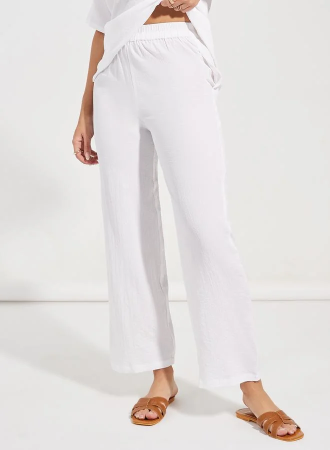 ستايلي Textured Long Top & Relaxed Fit Pants Co-Ords