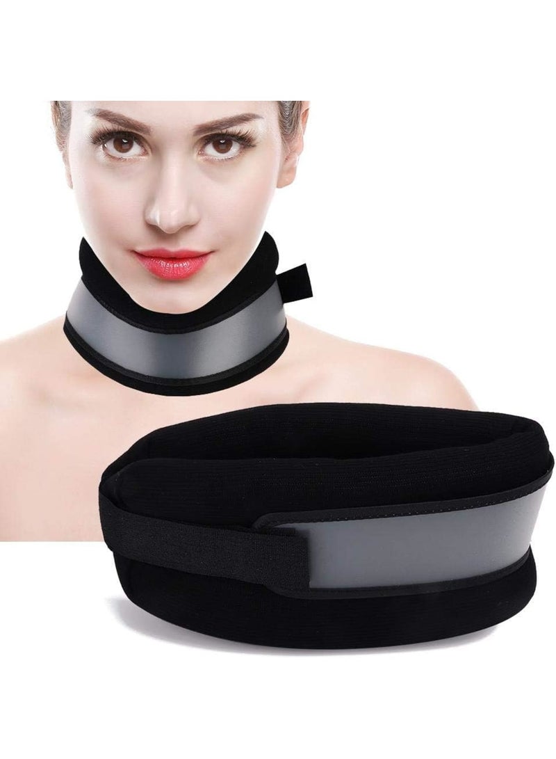 SOLARAE Soft Foam Neck Brace for Neck Pain and Support, Adjustable Plastic Part, Soft Cervical Collar for Sleeping, Vertebrae Whiplash Wrap Aligns, Stabilizes & Relieves Pressure in Spine, Black - Image 1