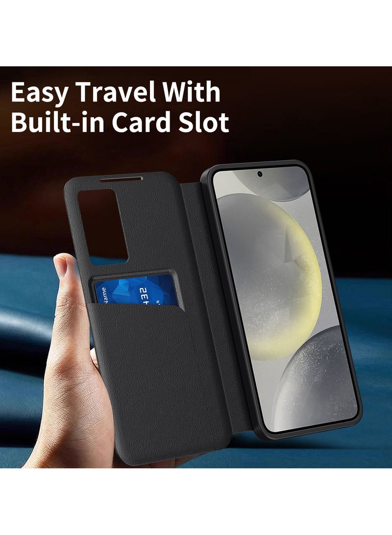 general Samsung S25 Ultra Smart Window Card Holder Case - Flip-Free Answering, Full-Cover Drop Protection, Business Magnetic Phone Case - Image 4