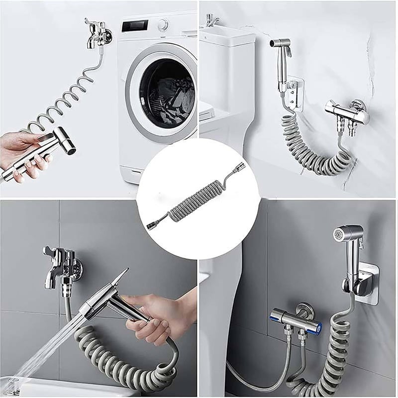 ABS Spring Flexible Shower Hose for Bathroom – Flexible Screw Hose for Faucet Suitable for Bidet and Travel Bidet G1/2 Connector (Gray, 1.5m) - Image 3
