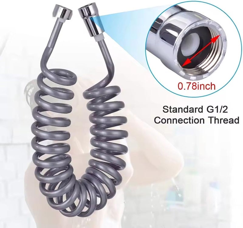 ABS Spring Flexible Shower Hose for Bathroom – Flexible Screw Hose for Faucet Suitable for Bidet and Travel Bidet G1/2 Connector (Gray, 1.5m) - Image 2
