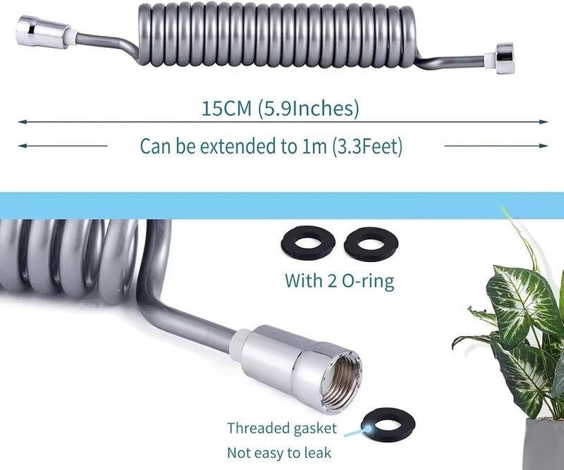 ABS Spring Flexible Shower Hose for Bathroom – Flexible Screw Hose for Faucet Suitable for Bidet and Travel Bidet G1/2 Connector (Gray, 1.5m) - Image 4