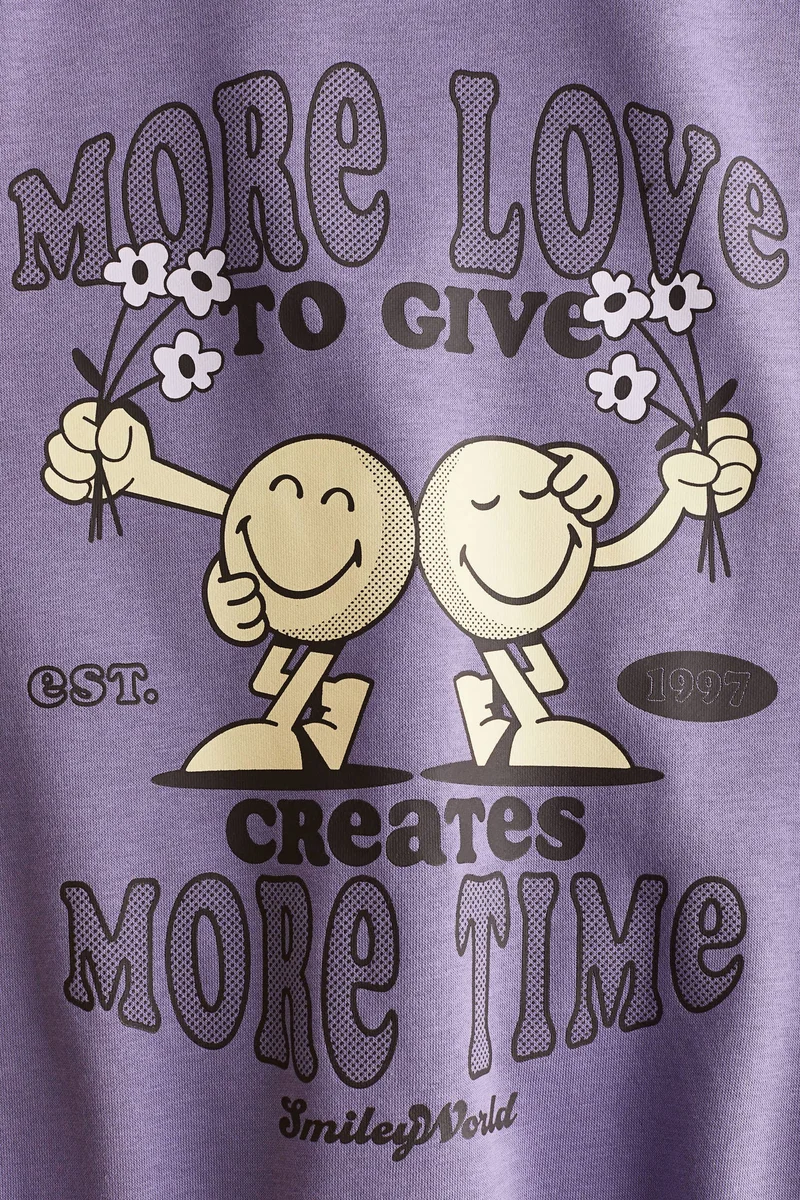 اتش اند ام سويت-شيرت فضفاض بطبعة مميزة