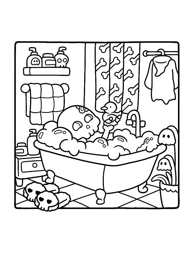 Realfrog Spooky Cutie: Coloring Book for Adults and Teens Featuring Adorable Creepy Creatures in Cozy Hygge Moments for Relaxation  - Image 5