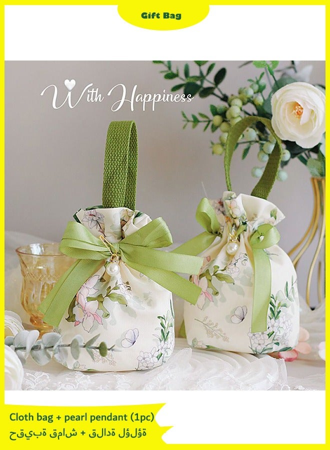 Gift Bags 1-piece Green Non-Woven Material Suitable for Festival, Birthday, Anniversary - Image 1