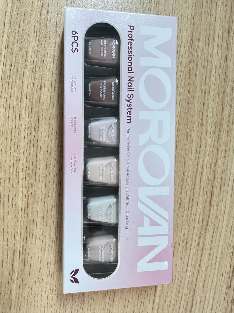 Morovan Nude Nail Polish Set: 6PC Neutral Pink Milky Skin Color Nail Polish Kit Pale Beige Cream Taupe Tan Brown Natural Mini Summer Manicurist Beautify Women Girls Gift - Image 5