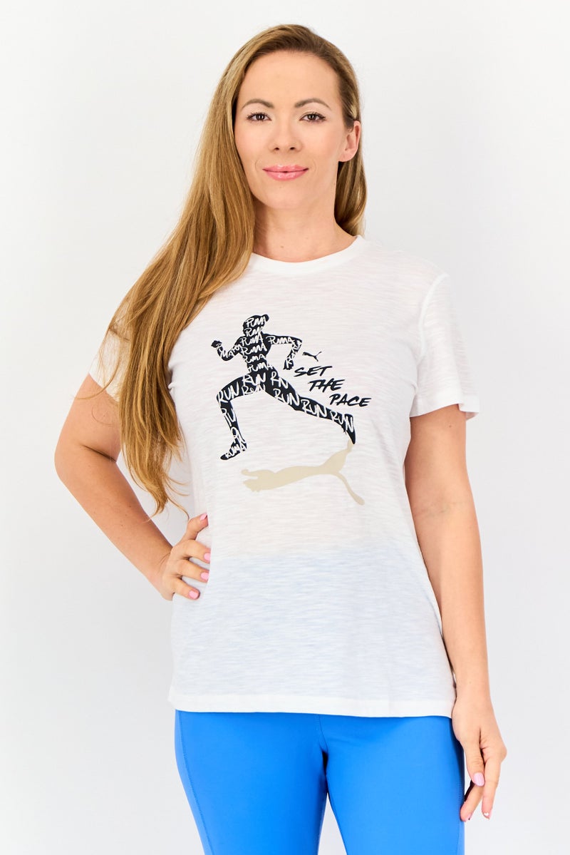 PUMA Women Sportswear Fit Short Sleeve Running T-Shirt, White - Image 1