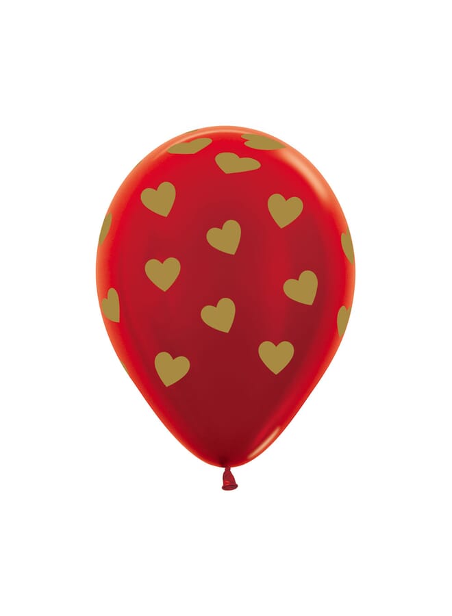 Party Time All Over Classic Hearts Metallic Balloons Assorted 12Inch - Image 1