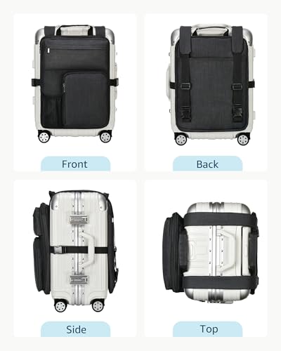 BS-VOG Over Luggage Organizer for Suitcase, Luggage Harness with Cup Holder, Portable Travel Backpack with Adjustable Straps, Hanging Suitcase Organizer for 16" Laptop, Passport - Image 3