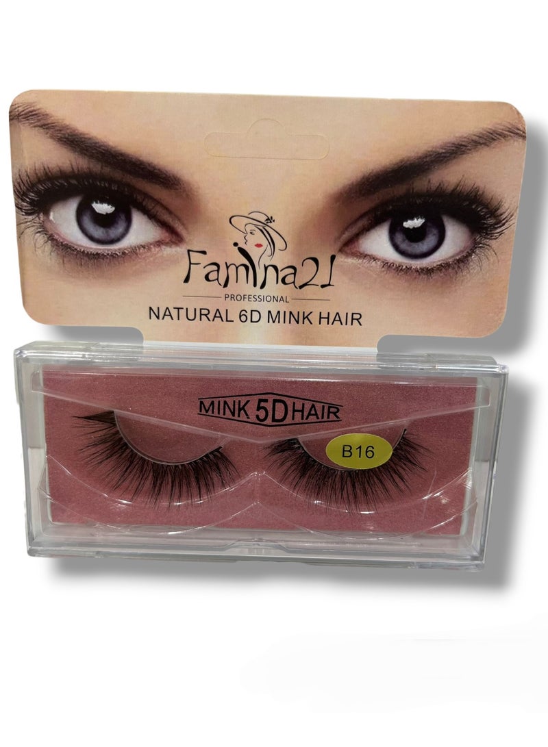 Famina21 Natural 6D/5D Mink Hair Eyelashes - Set of 30 Models (B16)