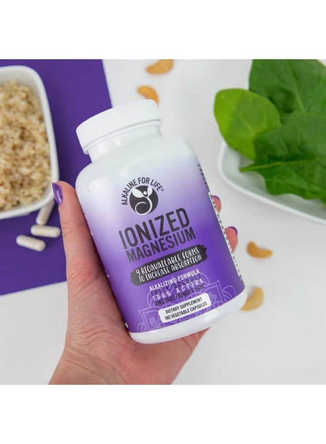 Alkaline for Life Ionized Magnesium - Magnesium Glycinate, Citrate, Ascorbate - 180 Capsules - Image 3