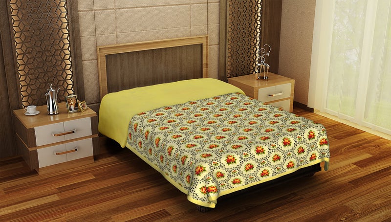 COT PRINTS 100% Cotton Large Single Bed Duvet (1 Duvet Cover) (90 x 61 Inches) 3105 Lemon - Image 1