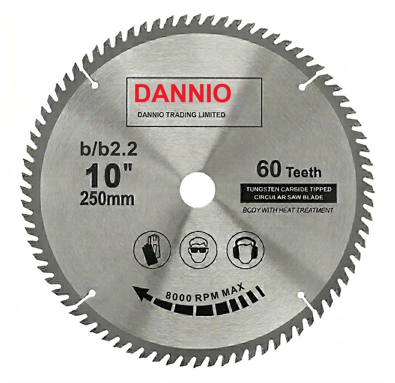 Dannio 250mm B/b2.2 Tct Carbide Tipped Circular Saw Blade for Wood Cutting - Image 1