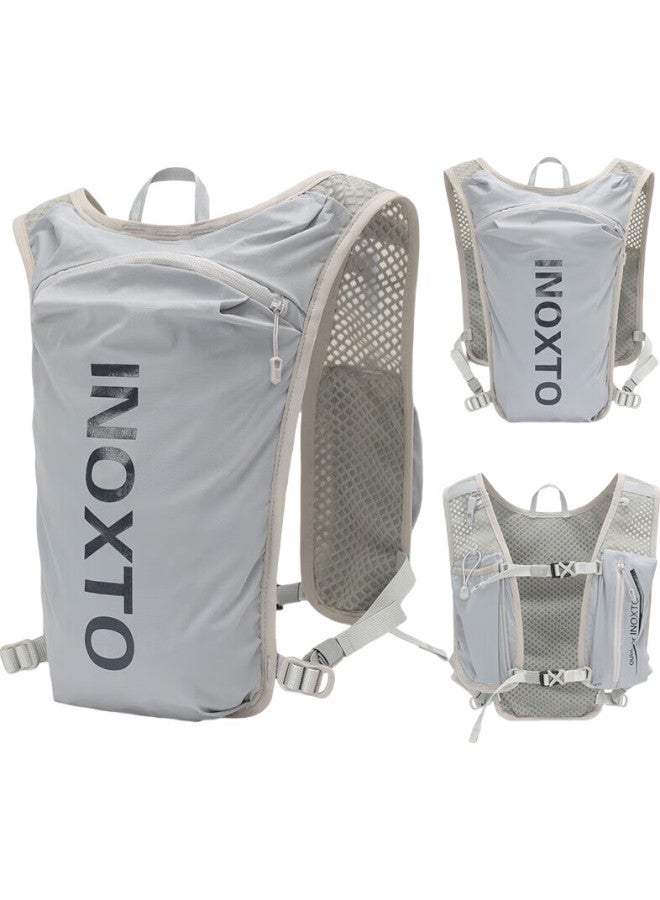 INOXTO Trail Running Backpack, Lightweight, Breathable, Quick-Drying, 5L Running Bag, Outdoor Backpack With Hydration Bladder, 591 Gray With Dark Blue - Image 2