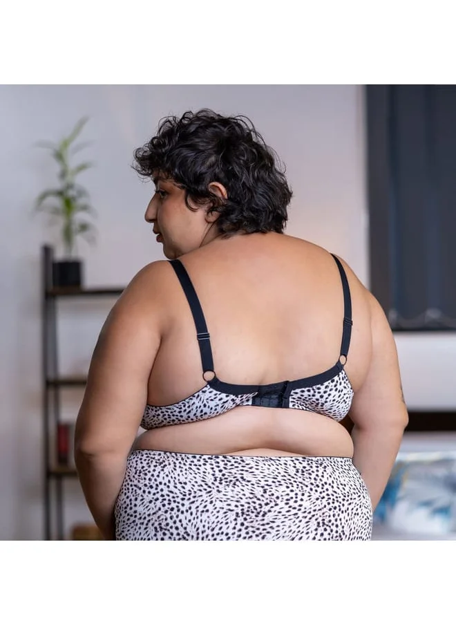Aadaraya Plus Size Aadaraya Lydia Animal Print Cut and Sew Micro Lace Bra