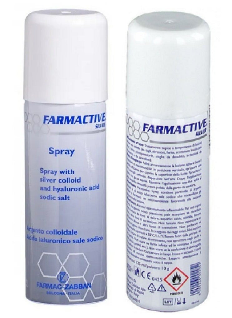 FARMAC ZABBAN - Original Italian Farmactive Spray Colloidal Silver Medication for Diabetic Feet, Burns, Bed Sores and Post Operative Wounds 125 ML (2 Pack) - Image 1