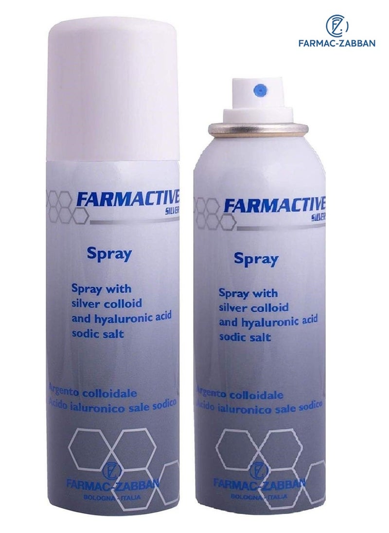 FARMAC ZABBAN - Original Italian Farmactive Spray Colloidal Silver Medication for Diabetic Feet, Burns, Bed Sores and Post Operative Wounds 125 ML (2 Pack) - Image 1