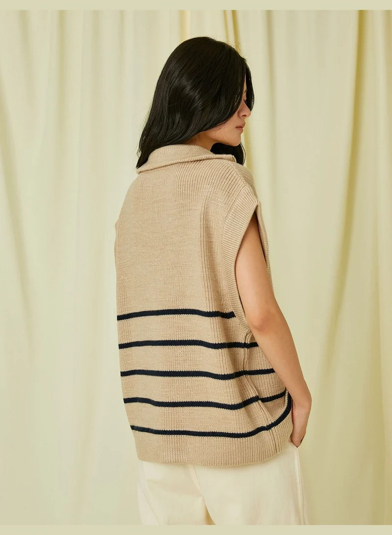 KOTON Oversized Sweater Half Zipper