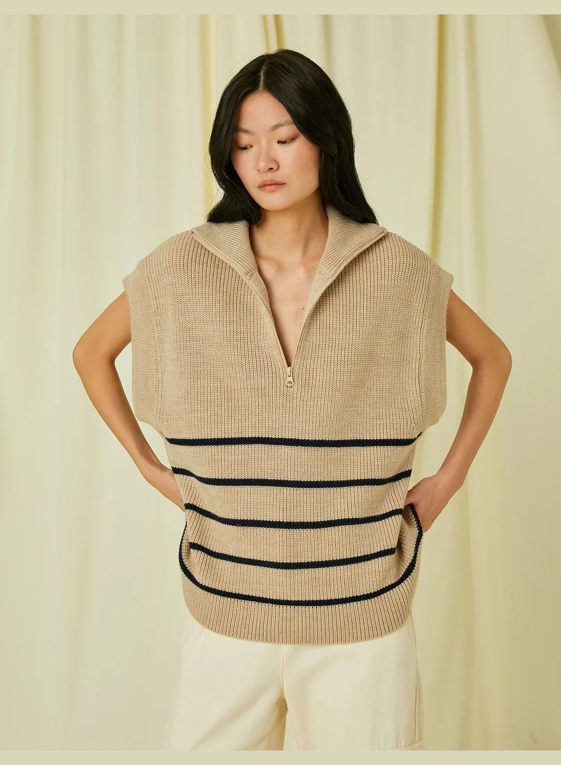 KOTON Oversized Sweater Half Zipper