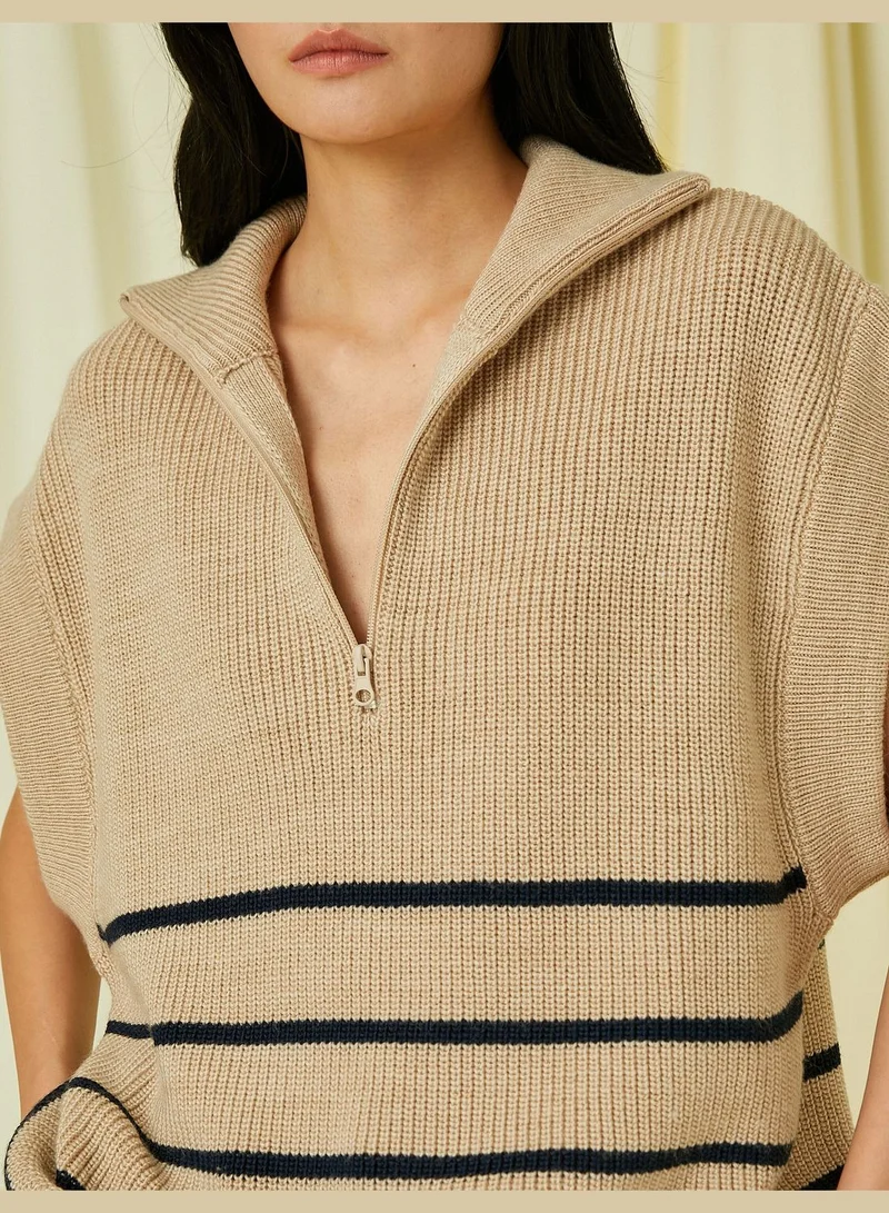 KOTON Oversized Sweater Half Zipper