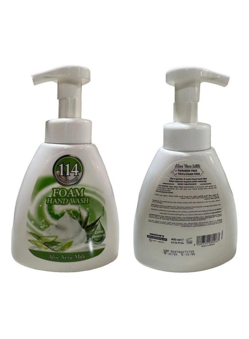 114 Amatoury 114 Amatoury Aloe Vera Milk Foam Hand Wash – 400ML, Gentle & Nourishing Formula