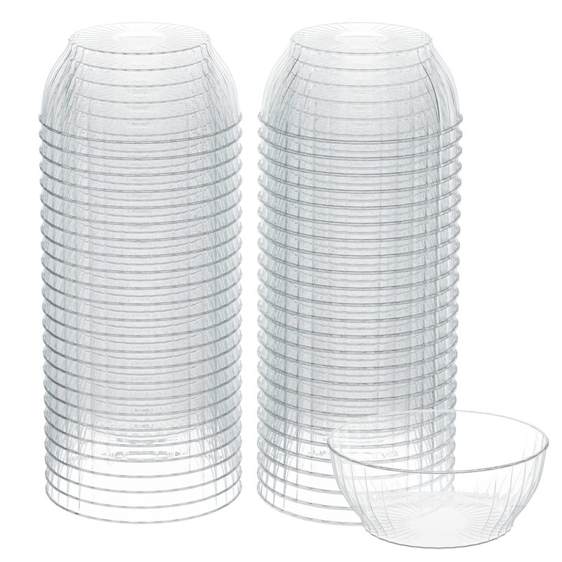 R-kay 6 Oz Clear Plastic Bowls - 100 Pack disposable bowls - Premium Hard Small Plastic Bowls - Heavy Duty Ice Cream Bowls Disposable Dessert Bowls And Salsa Bowls For Party (6 OZ, 100, Count) - Image 1