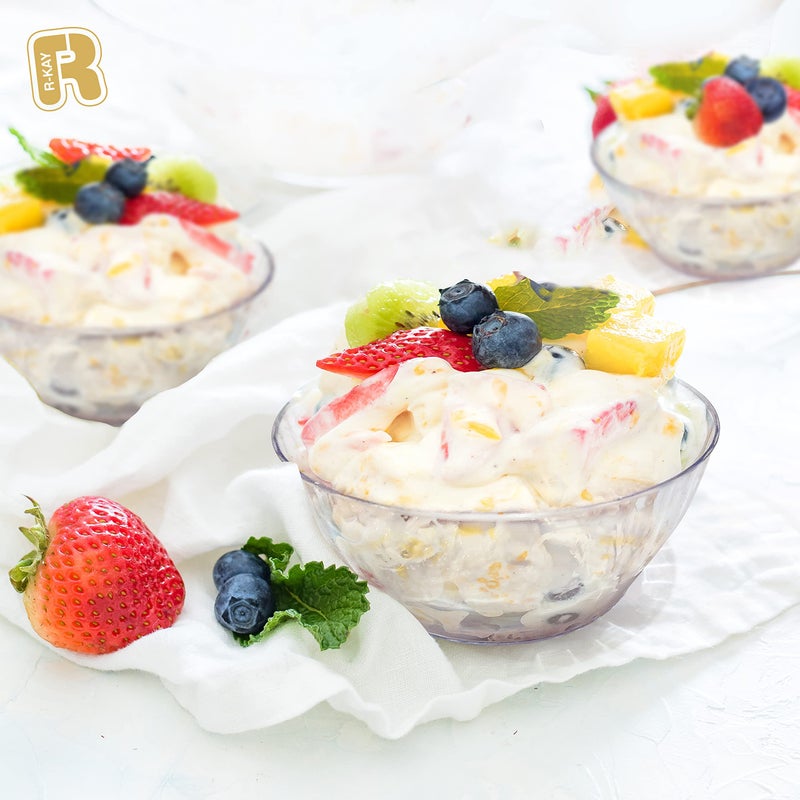R-kay 6 Oz Clear Plastic Bowls - 100 Pack disposable bowls - Premium Hard Small Plastic Bowls - Heavy Duty Ice Cream Bowls Disposable Dessert Bowls And Salsa Bowls For Party (6 OZ, 100, Count) - Image 4