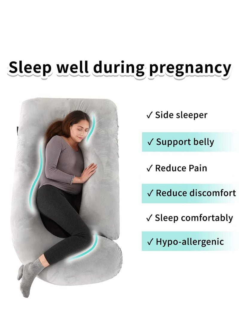 Pregnancy Must Haves Pregnancy Pillow for Sleeping Pregnancy Must Haves Full Body Maternity Pillow with Removable Cooling Cover for Pregnant Women(Grey)  - Image 3