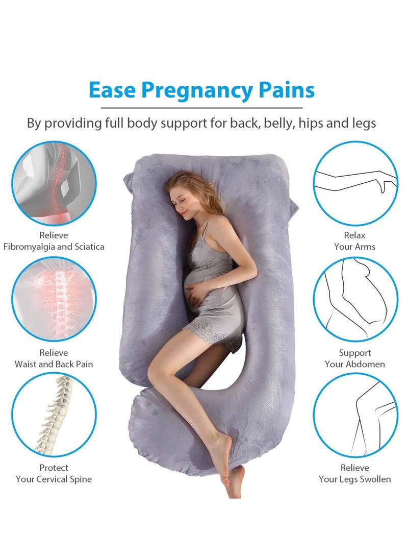 Pregnancy Must Haves Pregnancy Pillow for Sleeping Pregnancy Must Haves Full Body Maternity Pillow with Removable Cooling Cover for Pregnant Women(Grey)  - Image 2