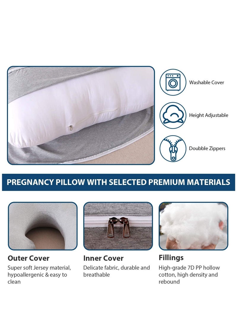 Pregnancy Must Haves Pregnancy Pillow for Sleeping Pregnancy Must Haves Full Body Maternity Pillow with Removable Cooling Cover for Pregnant Women(Grey)  - Image 5