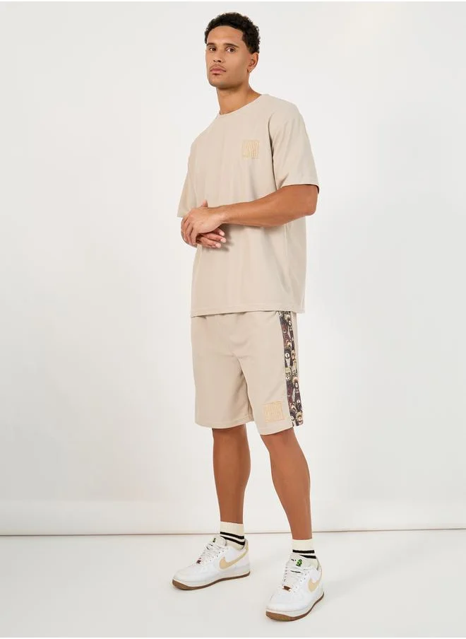 Styli Oversized Graphic Print T-Shirt & Shorts with Side Print Co-Ords