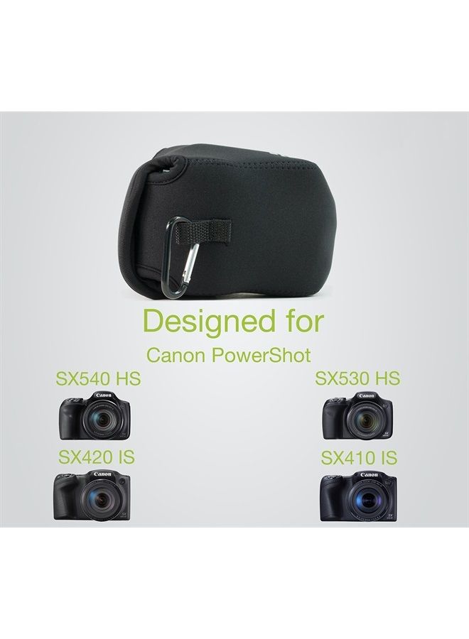 MegaGear ''Ultra Light'' Neoprene Camera Case Bag with Carabiner for Canon PowerShot SX540 HS, SX530 HS, Canon PowerShot SX420 IS, SX410 IS Digital Cameras (Black) - MG505 - Image 4