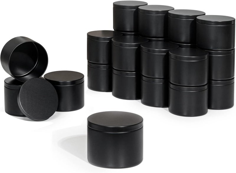 Aroparc Candle Tins 8oz with Lids, 24 Pack Seamless Bulk Candle Containers for Candle Making Supplies Wholesale Empty Candle Jars - Black - Image 1