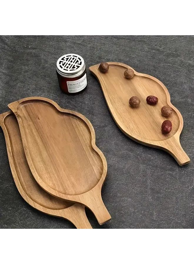 Leaf Shaped Acacia Wood Tray Durable Food Grade For Snacks Fruit - Image 1
