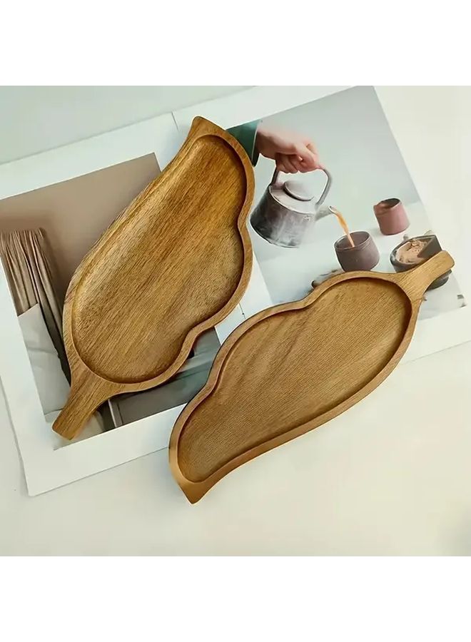 Leaf Shaped Acacia Wood Tray Durable Food Grade For Snacks Fruit - Image 5