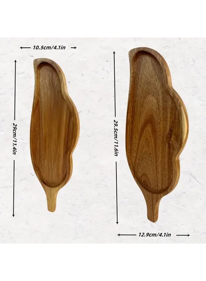 Leaf Shaped Acacia Wood Tray Durable Food Grade For Snacks Fruit - Image 3