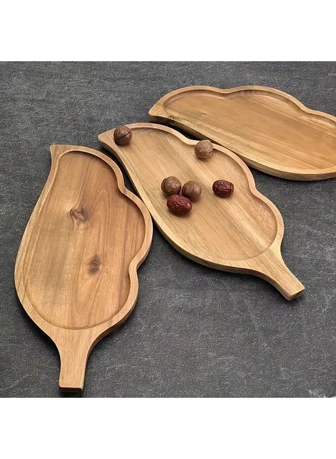 Leaf Shaped Acacia Wood Tray Durable Food Grade For Snacks Fruit - Image 2