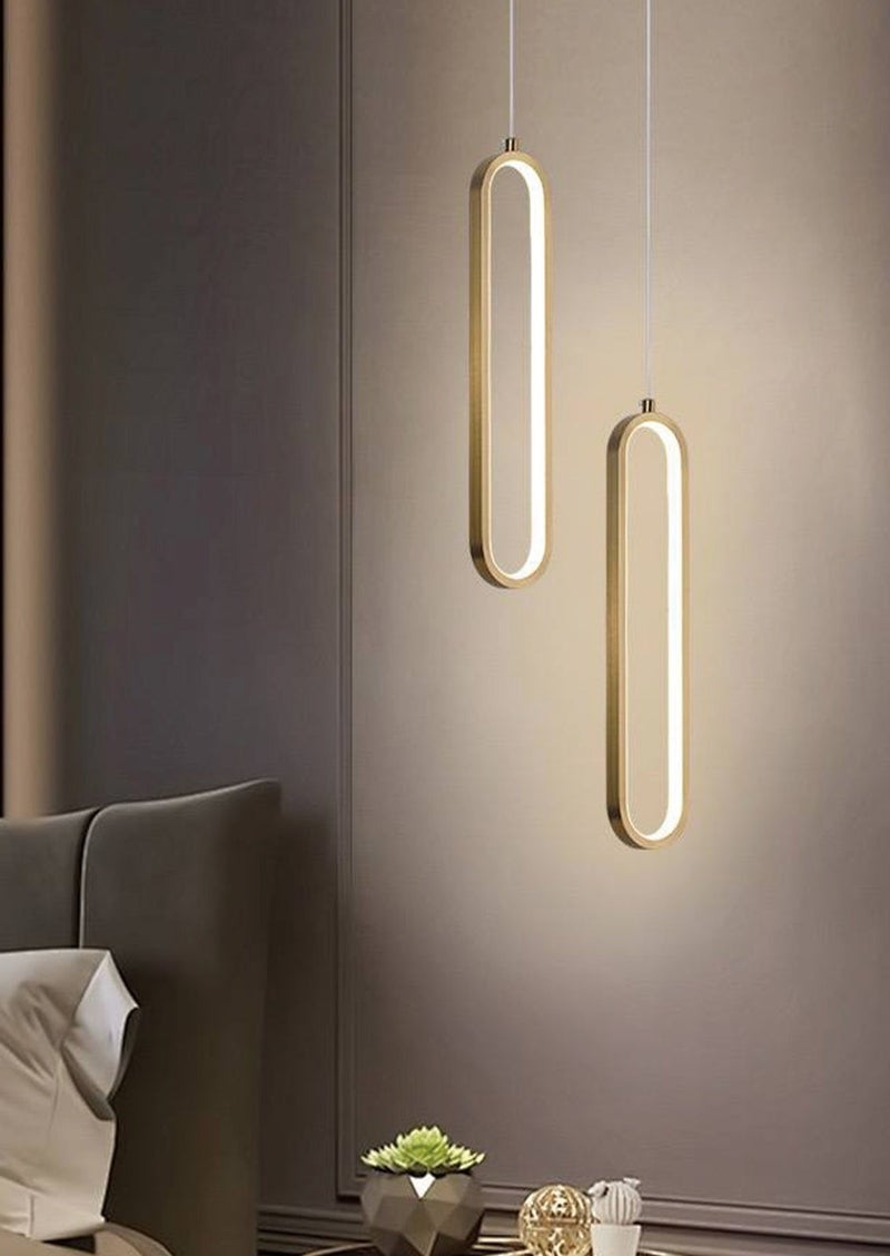 Modern Three-color Dimmable LED Chandelier Double-Head Nordic Indoor Hanging Lamp LED Bedside Pendant Lights for Luxurious Living Room Bedroom Kitchen Gold 2-Light - Image 1
