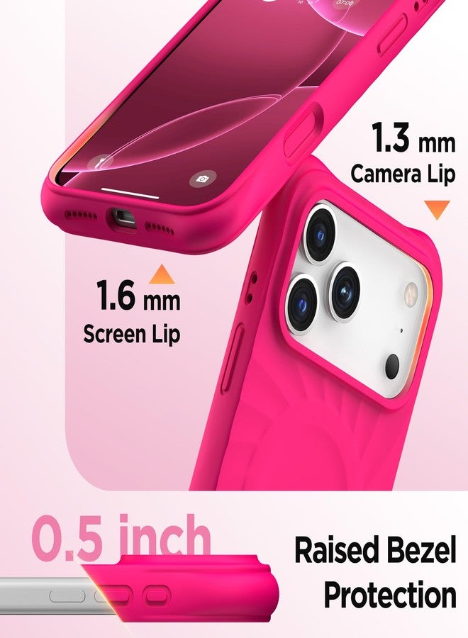 جراب COFFKER المغناطيسي لهاتف iPhone 17 Pro Max، [تغطية أزرار التحكم بالكاميرا] + واقي شاشة، جراب Vortuxe المصنوع من السيليكون السائل المقاوم للصدمات لهاتف iPhone 17 Pro Max مقاس 6.9 بوصة، لون وردي نيون - Image 4