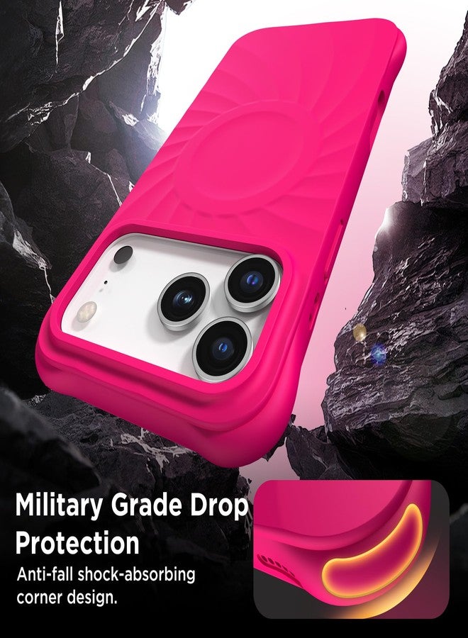 جراب COFFKER المغناطيسي لهاتف iPhone 17 Pro Max، [تغطية أزرار التحكم بالكاميرا] + واقي شاشة، جراب Vortuxe المصنوع من السيليكون السائل المقاوم للصدمات لهاتف iPhone 17 Pro Max مقاس 6.9 بوصة، لون وردي نيون - Image 5