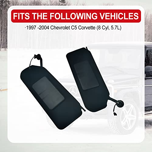 FEXON 2PCS Left Driver and Right Passenger Side Sun Visor with Updated Bright LED Lights Sunvisors Replacement for Corvette C5 Chevrolet 1997-2004 Replaces 10442033 10442034 - Image 5
