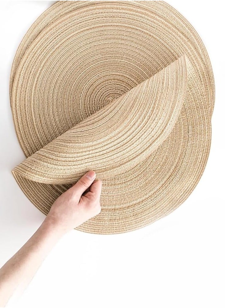 sokany 5PCS Round Braided Placemats, Round Table Mats, Woven Heat Resistant Table Mats for Dining Tables (Khaki)  - Image 5