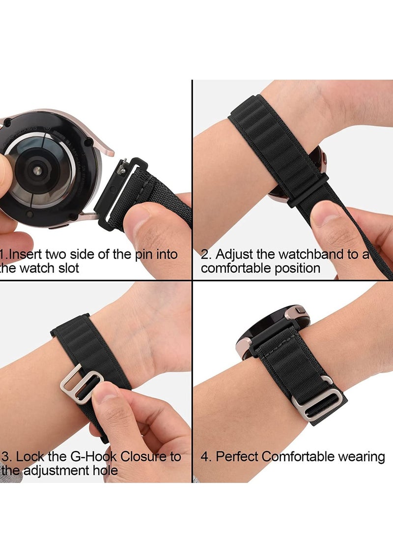 Generic - 20mm Stretch Nylon Metal Alpine Loop Woven Strap For Amazfit GTS 4/GTS 4 Mini/GTS 3  - BLACK - Image 1