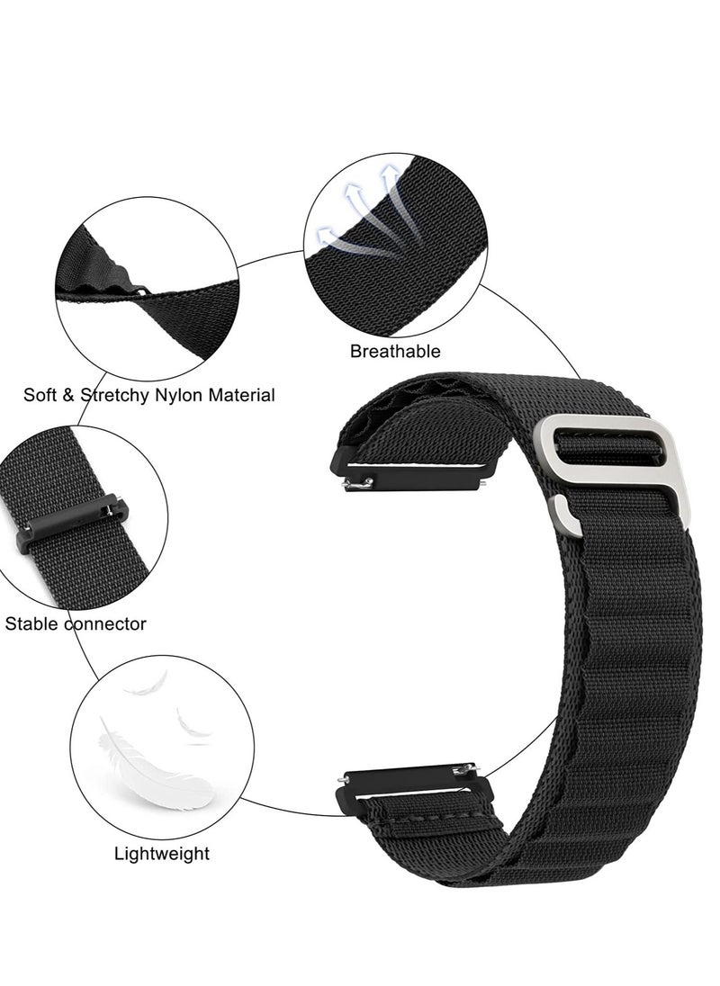 Generic - 20mm Stretch Nylon Metal Alpine Loop Woven Strap For Amazfit GTS 4/GTS 4 Mini/GTS 3  - BLACK - Image 1
