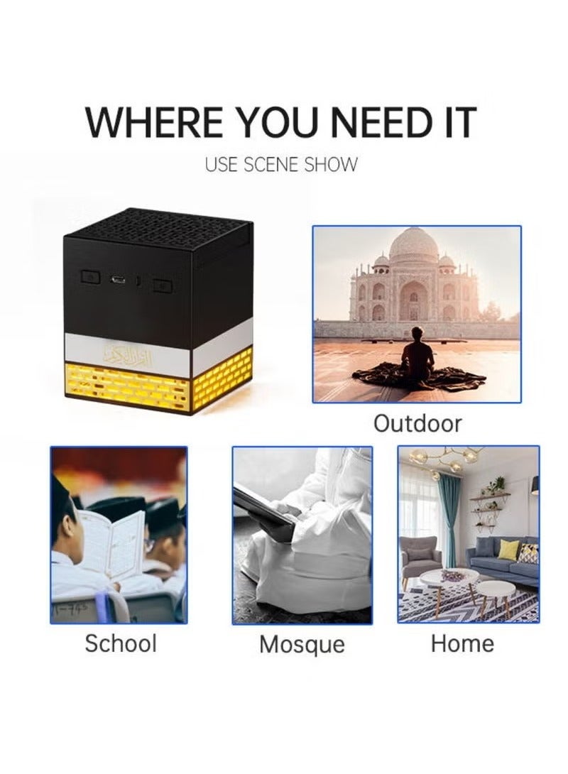 TIGER Quran Speaker With Bakhoor Burner Bluetooth Speaker With App And Remote Control Quran Speaker With Multi LED Lights Options 15 Languages 18 Reciters Kaaba Speaker SQ-718 8GB Storage - Image 5