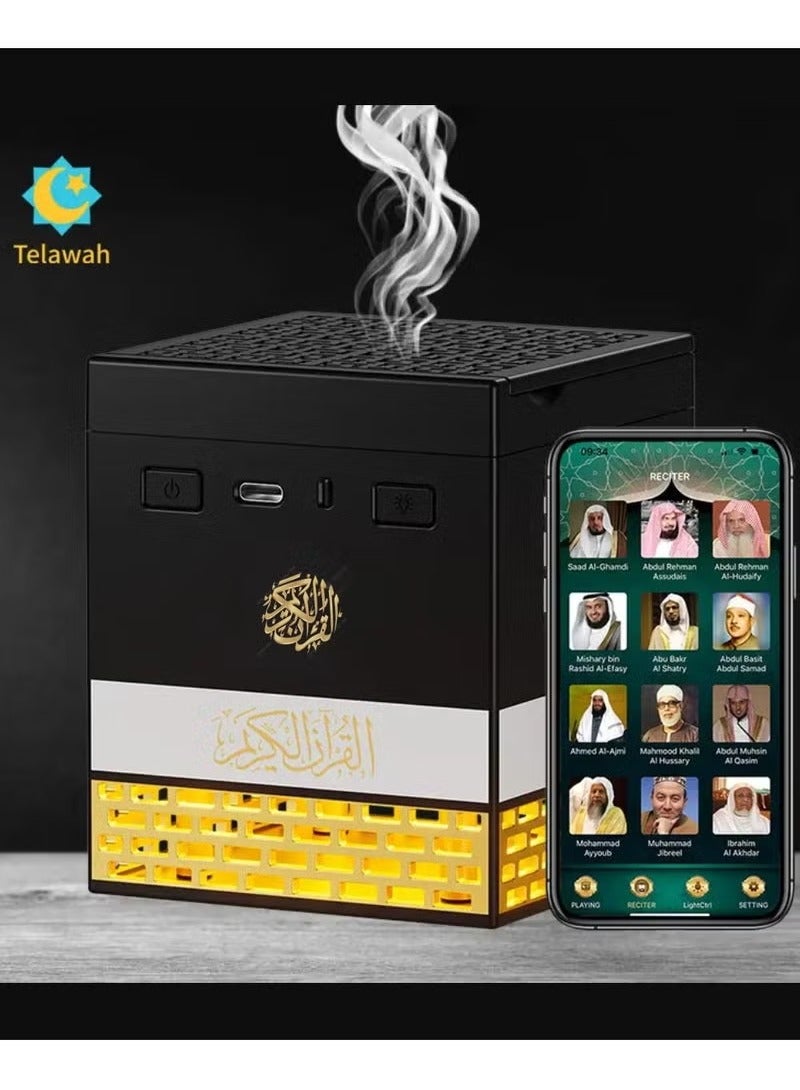 TIGER Quran Speaker With Bakhoor Burner Bluetooth Speaker With App And Remote Control Quran Speaker With Multi LED Lights Options 15 Languages 18 Reciters Kaaba Speaker SQ-718 8GB Storage - Image 2