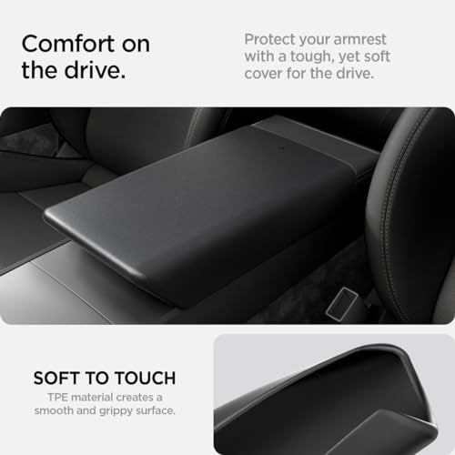 Spigen Center Console Armrest Cover for Tesla Model Y Juniper (2025/26) & Model 3 Highland (2024/25) with EZ Snap On Instant Install (Refer to the video for installation) - Black - Image 4