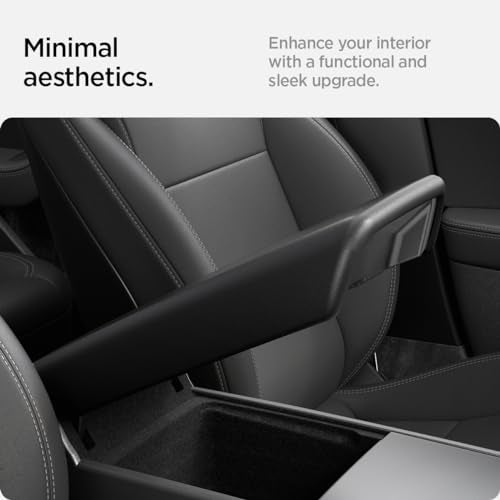 Spigen Center Console Armrest Cover for Tesla Model Y Juniper (2025/26) & Model 3 Highland (2024/25) with EZ Snap On Instant Install (Refer to the video for installation) - Black - Image 3