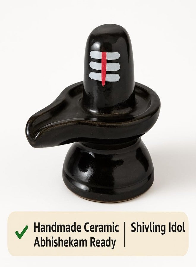 JETHIYA Handmade Black Ceramic Shivling Idol | Abhishekam-Friendly Shiva Linga for Puja, Mandir & Home Temple | Eco-Friendly Spiritual Decor Showpiece for Office & Gifting - Image 5